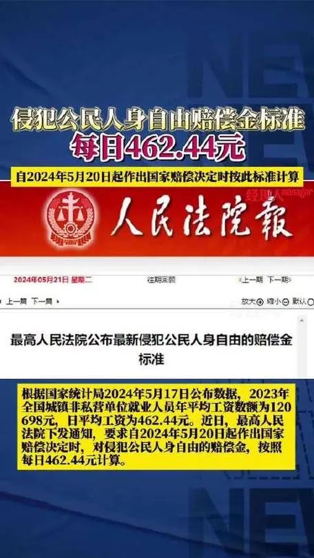 国家赔偿金标准更新